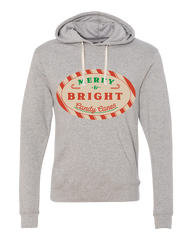 Merry and Bright Candy Canes Dressing Festive grey hoodie