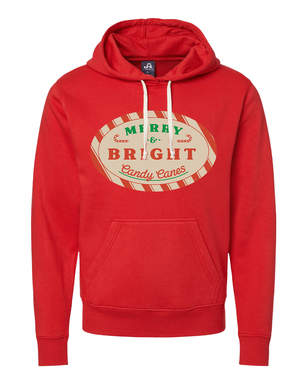 Merry and Bright Candy Canes Dressing Festive red hoodie