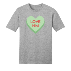 Love Him Candy Heart grey T-shirt Dressing Festive