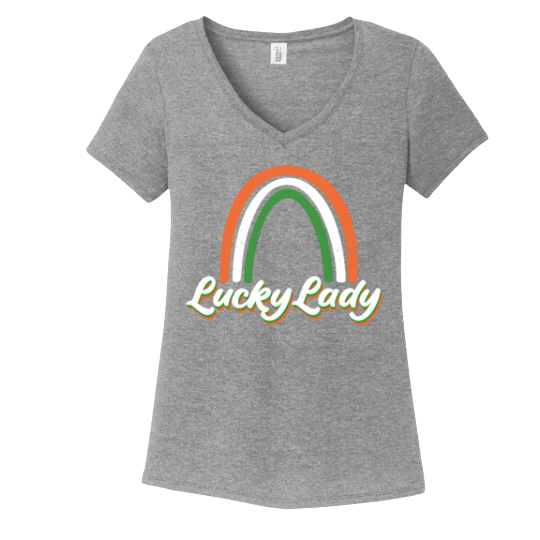 Lucky Lady grey V-Neck T-shirt Dressing Festive