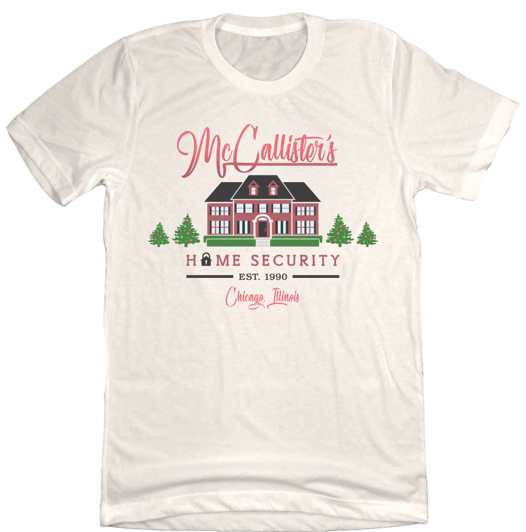 McCallister's Home Security Natural White T-shirt Dressing Festive