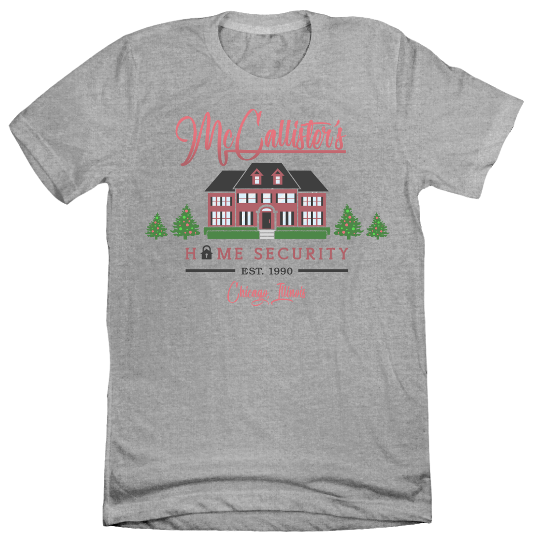 McCallister's Home Security grey T-shirt Dressing Festive