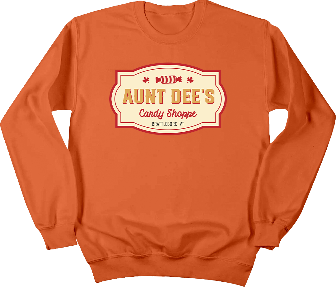 Aunt Dee's Candy Shoppe Dressing Festive orange crewneck