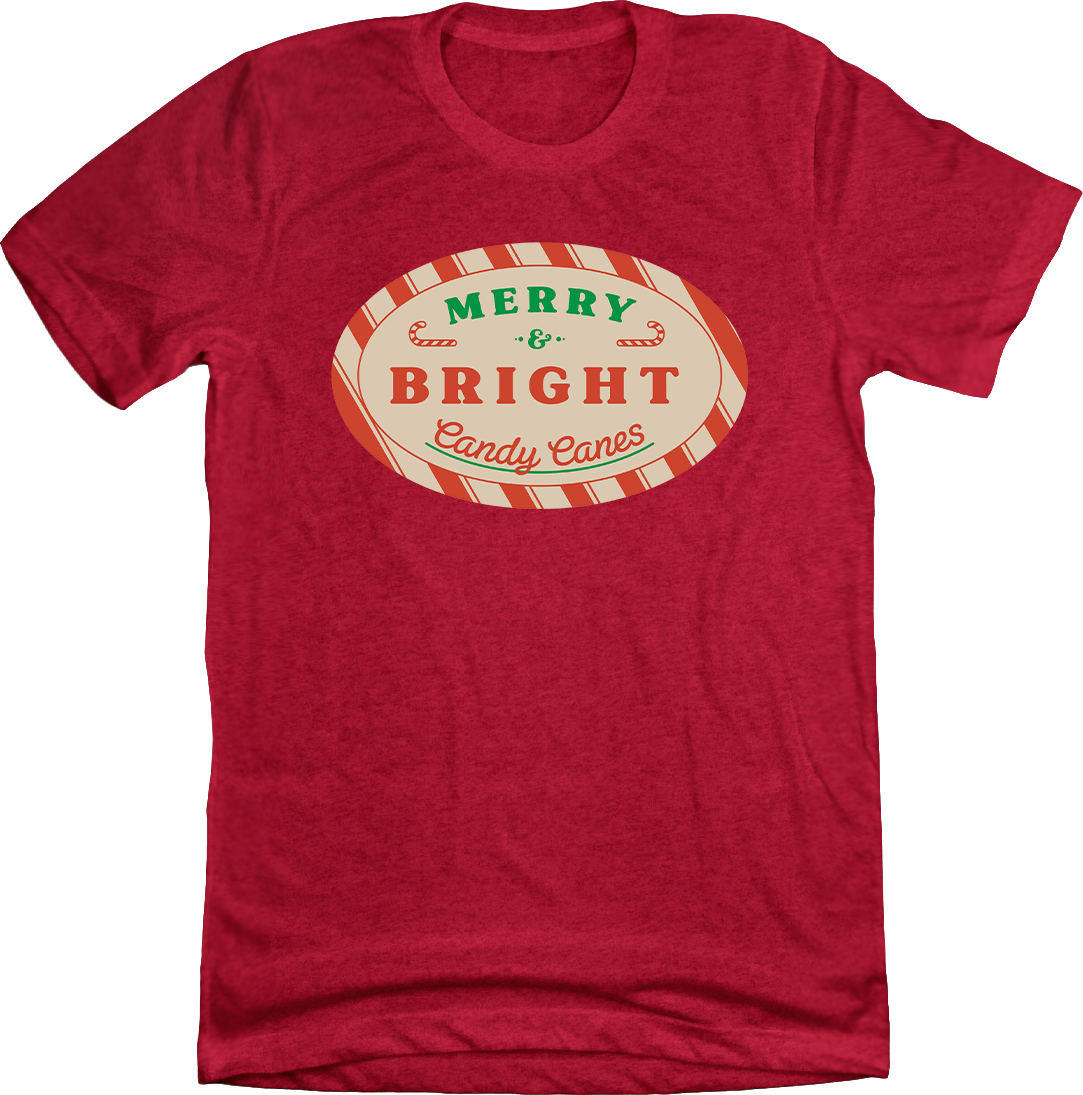 Merry and Bright Candy Canes Dressing Festive red tee