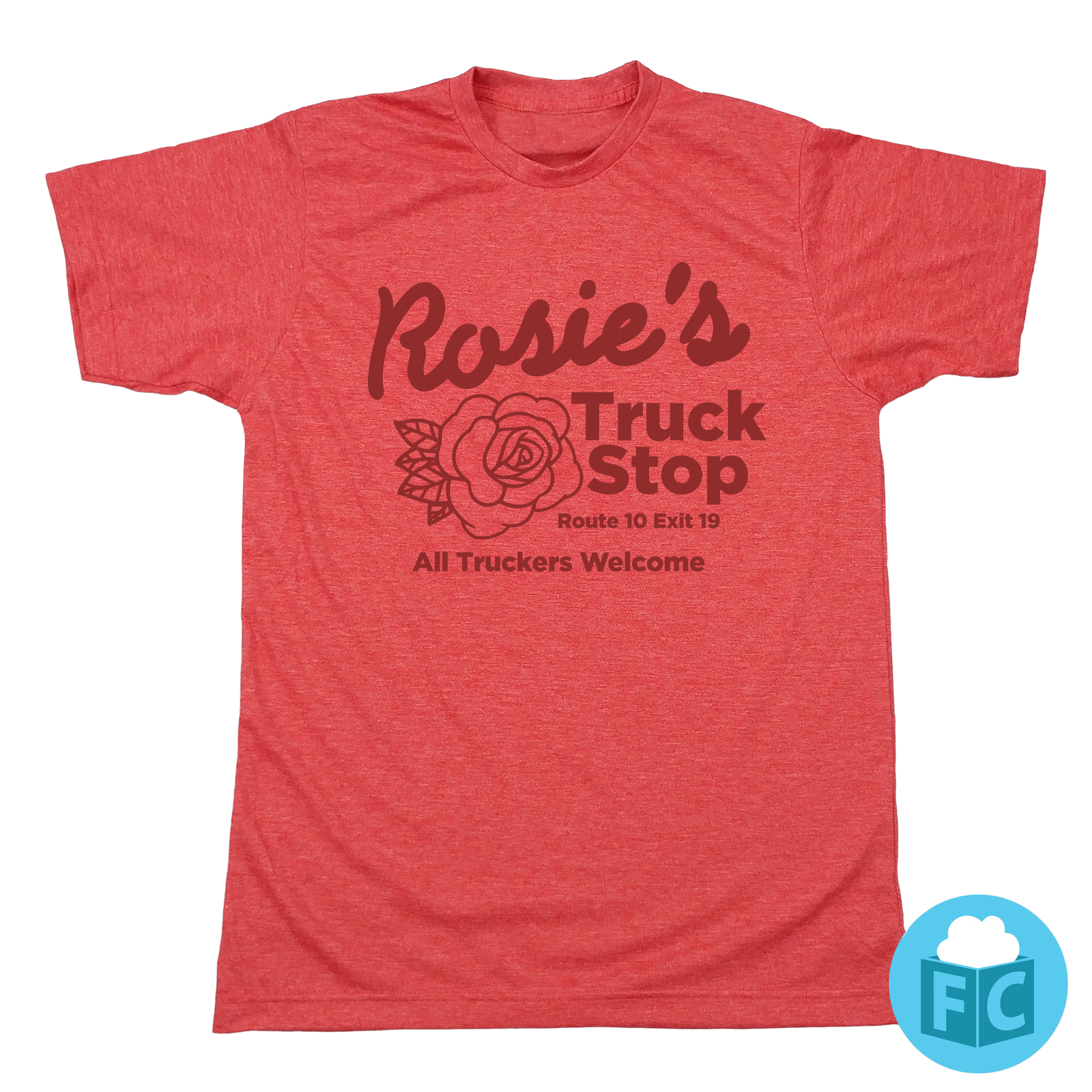 Rosie's Truck Stop red t-shirt dressing festive