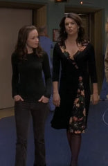 Black Floral Jersey Knit Dress As Seen on Lorelai - Size M