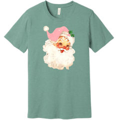 Vintage Pink Santa Dressing Festive green T-shirt