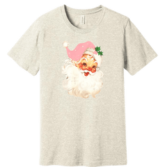 Vintage Pink Santa Dressing Festive natural white T-shirt