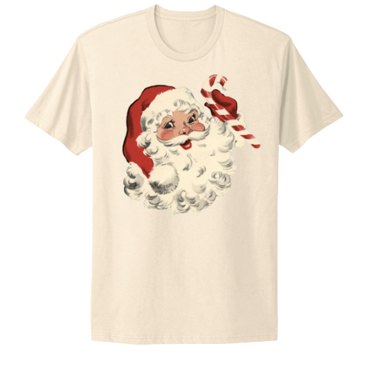 Vintage Santa Claus with Candy Cane natural white T-shirt