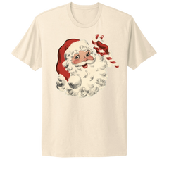 Vintage Santa Claus with Candy Cane natural white T-shirt