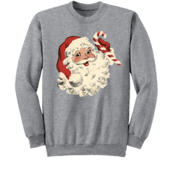 Vintage Santa Claus with Candy Cane grey crewneck