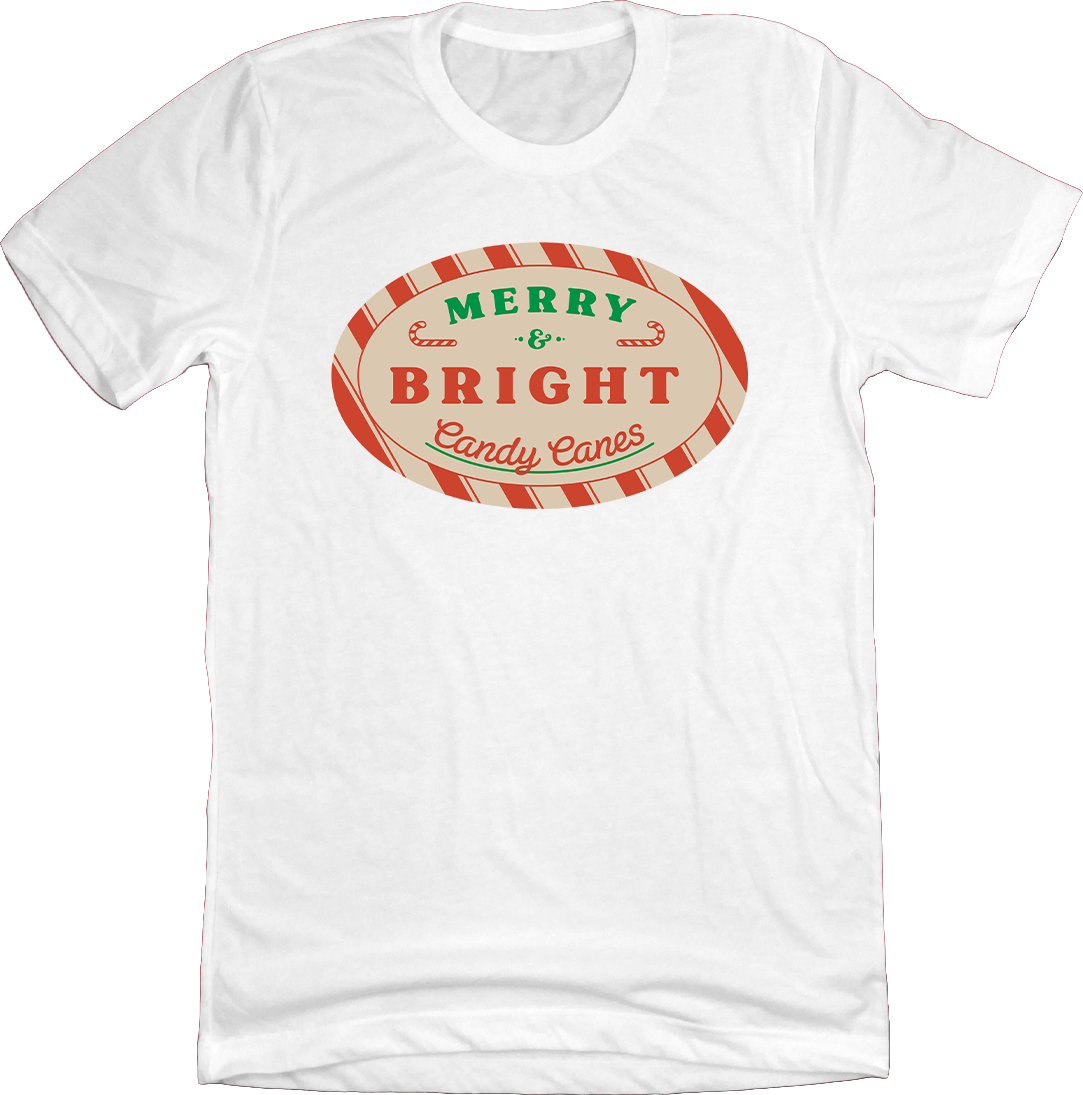 Merry and Bright Candy Canes Dressing Festive white tee
