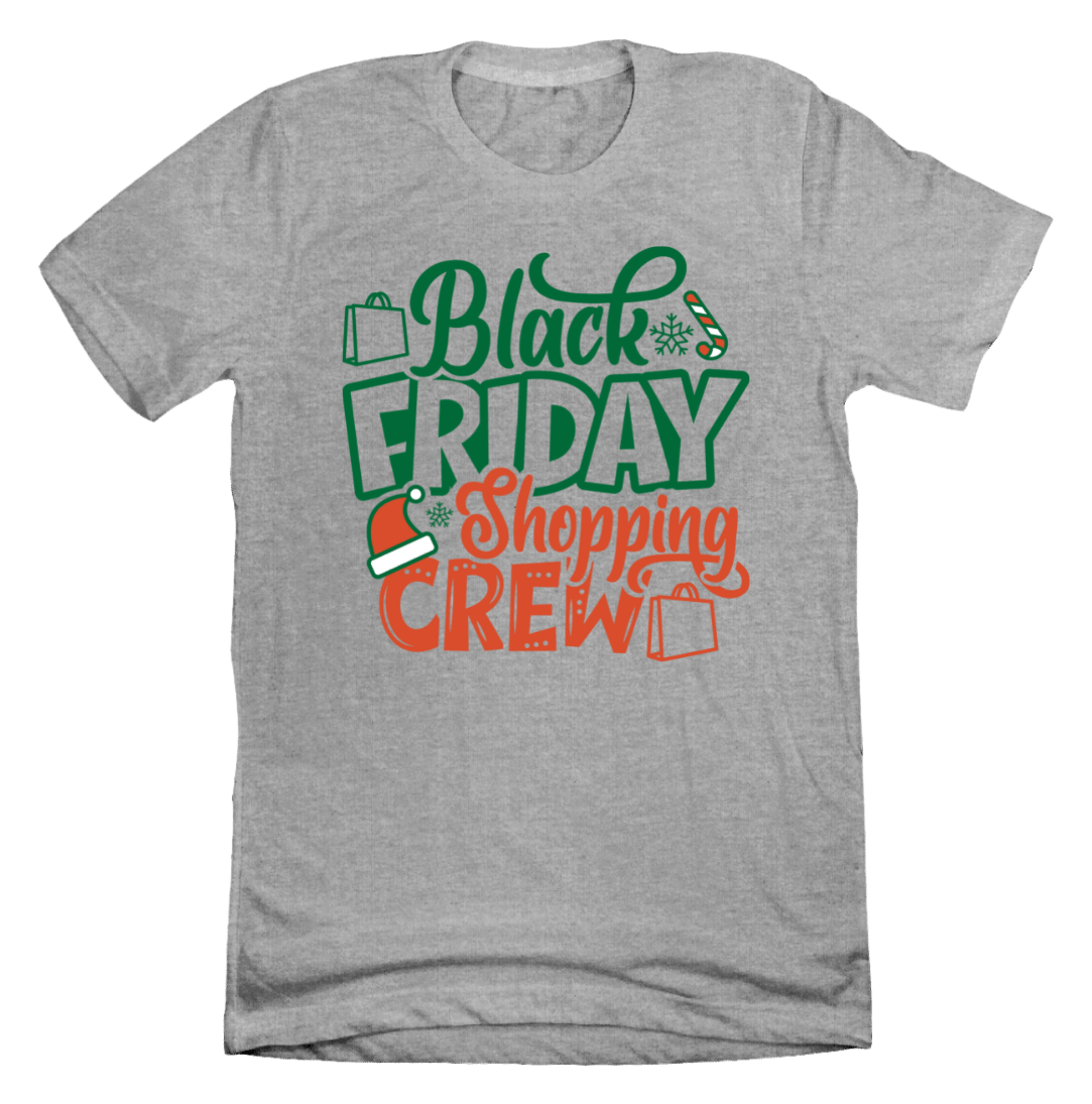 Black Friday Shopping Crew Dressing Festive grey T-shirt