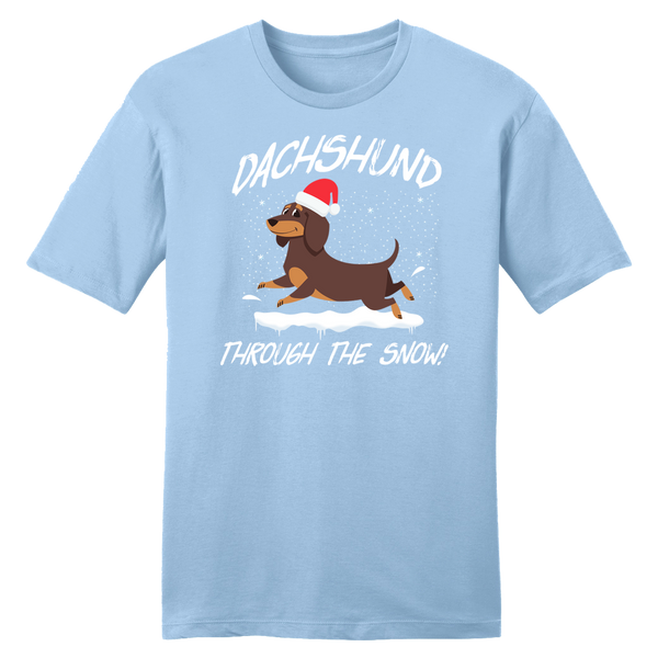 DACHSHUND THROUGH THE SNOW Kids T-Shirt Top Boys Girls MENS T SHIRT Top Boys Girls Mens T Shirt Christmas